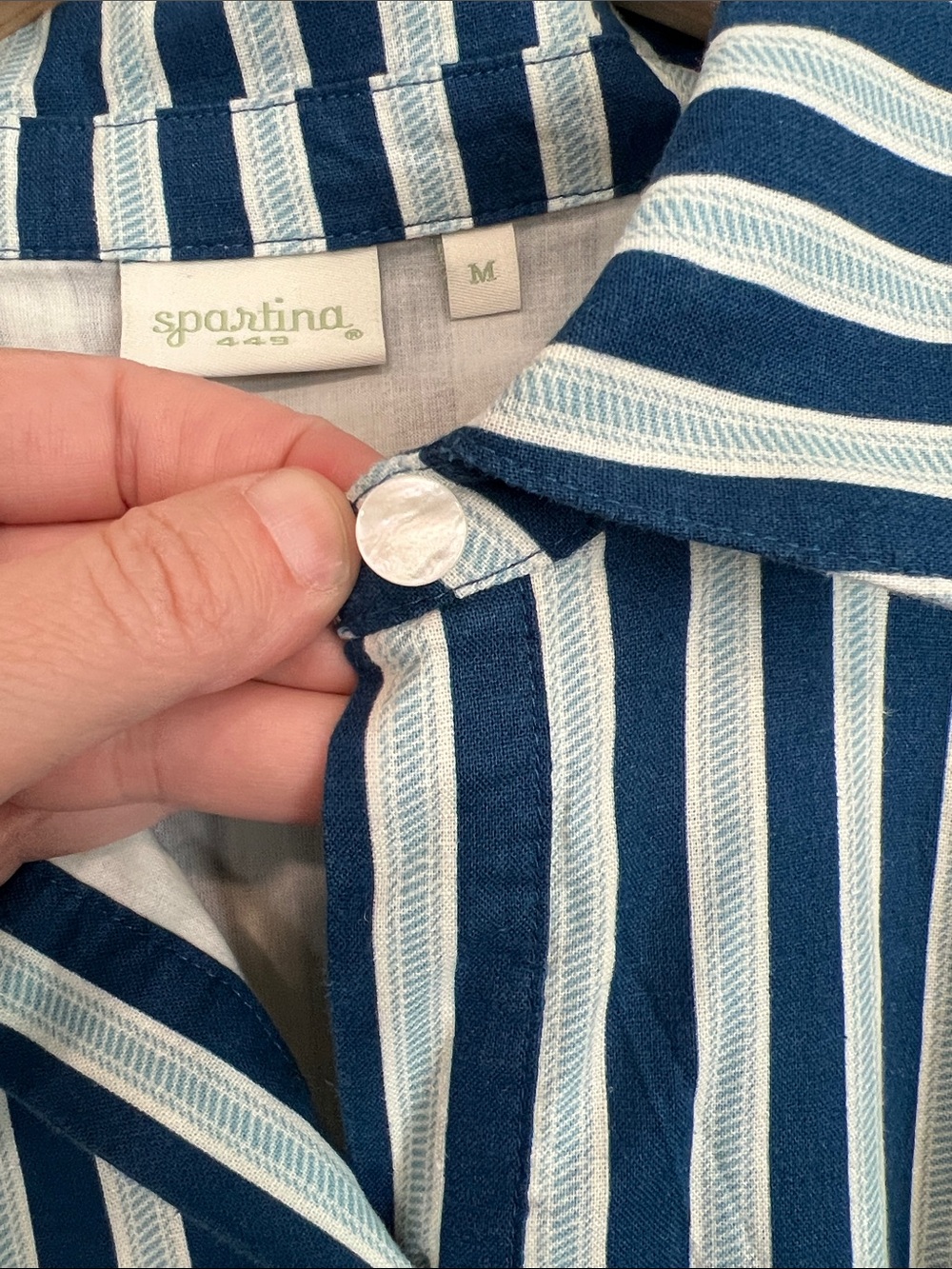 Spartina 449 Blue and White Striped Tie-Waist Shirt Dress Size Medium - Picture 8 of 16